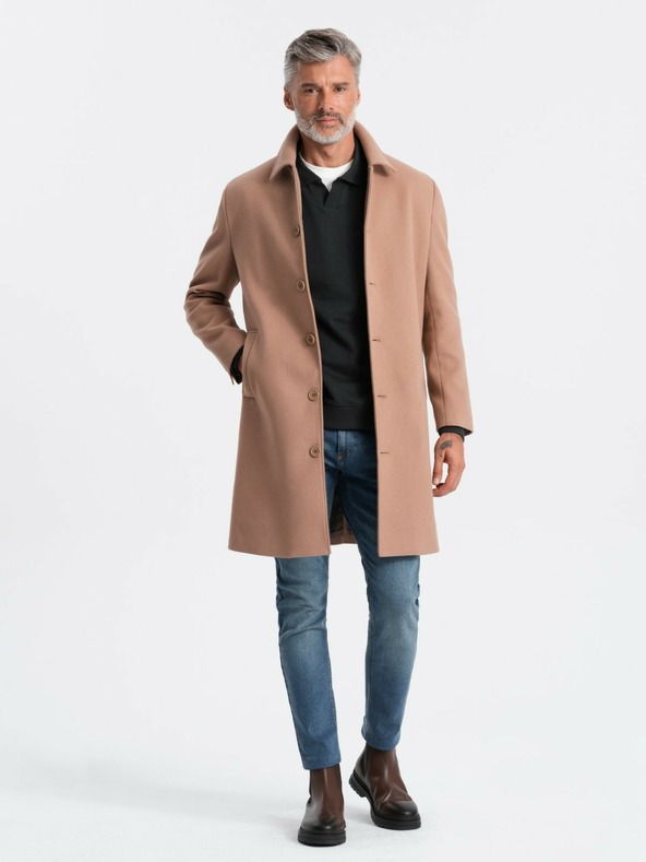 Ombre Clothing Herren-Einreihiger Mantel mit Kragen und Unterrock von Ombre Clothing