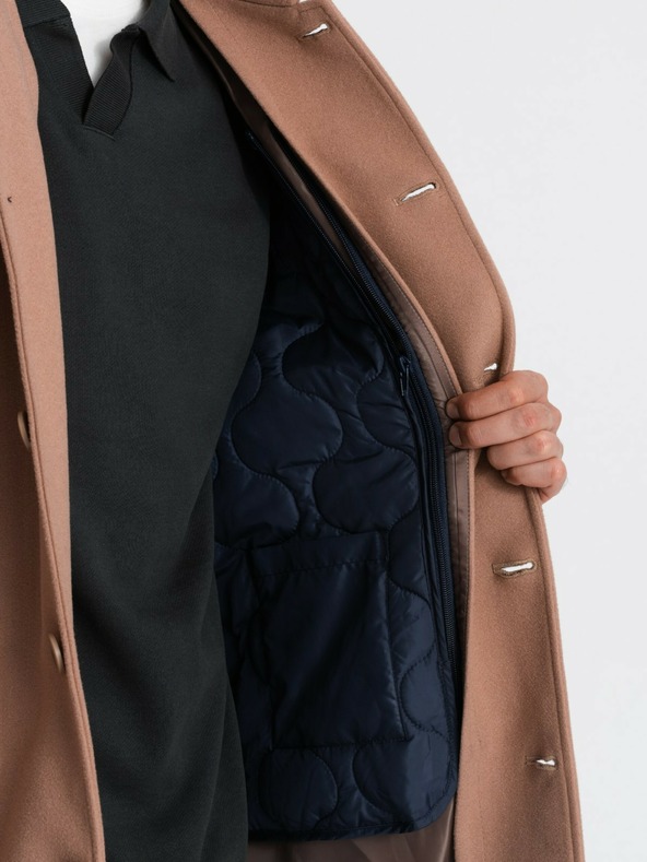 Ombre Clothing Herren-Einreihiger Mantel mit Kragen und Unterrock von Ombre Clothing