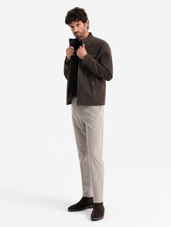 Ombre Clothing Herren Retro-Bikerjacke mit Stehkragen Ombre Clothing V1 OM-JAFL-0197