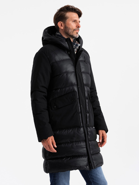 Ombre Clothing Herren Steppjacke lang mit großen Taschen Ombre Clothing