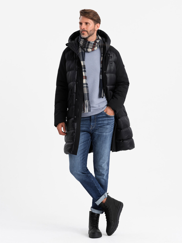Ombre Clothing Herren Steppjacke lang mit großen Taschen Ombre Clothing