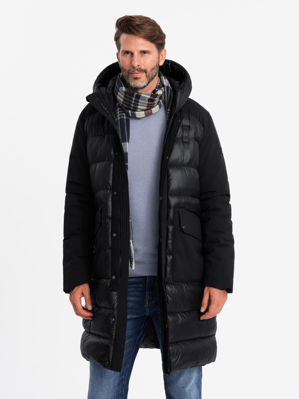 Ombre Clothing Herren Steppjacke lang mit großen Taschen Ombre Clothing