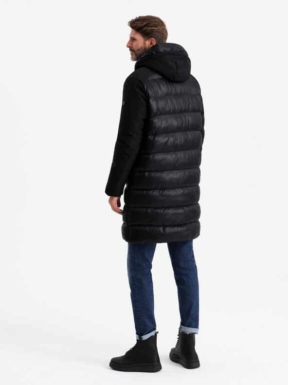 Ombre Clothing Herren Steppjacke lang mit großen Taschen Ombre Clothing