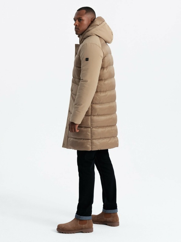 Ombre Clothing Herren Steppjacke lang mit großen Taschen Ombre Clothing