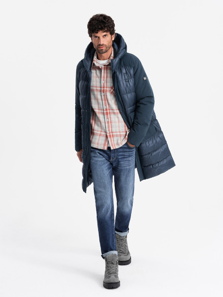 Ombre Clothing Herren Steppjacke lang mit großen Taschen Ombre Clothing