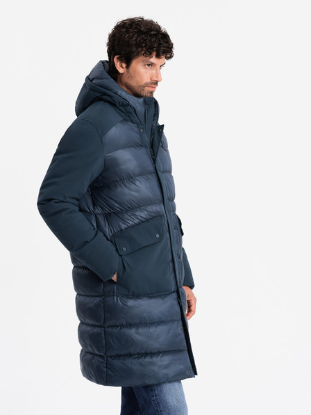 Ombre Clothing Herren Steppjacke lang mit großen Taschen Ombre Clothing