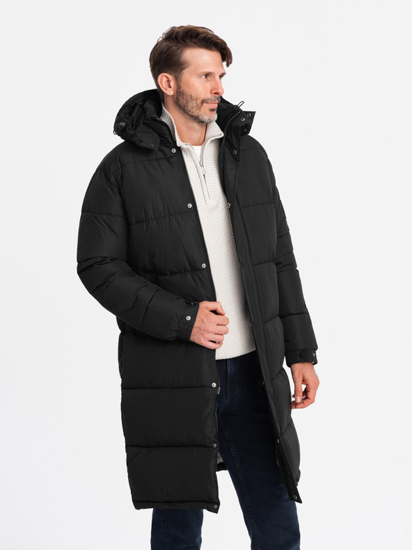 Ombre Clothing Lange Parka-Steppjacke für Herren mit abnehmbarer Kapuze Ombre Clothing