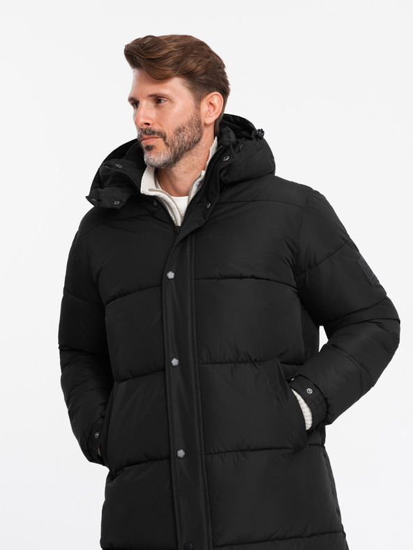 Ombre Clothing Lange Parka-Steppjacke für Herren mit abnehmbarer Kapuze Ombre Clothing