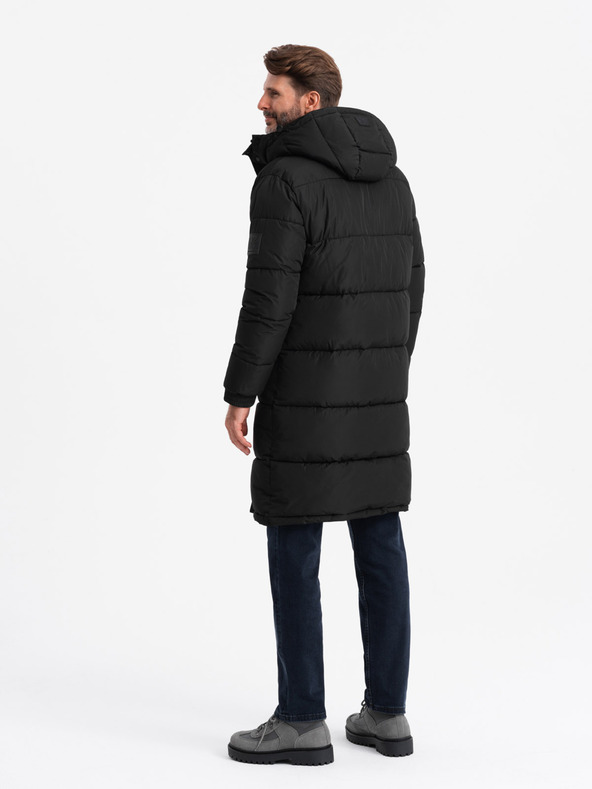 Ombre Clothing Lange Parka-Steppjacke für Herren mit abnehmbarer Kapuze Ombre Clothing