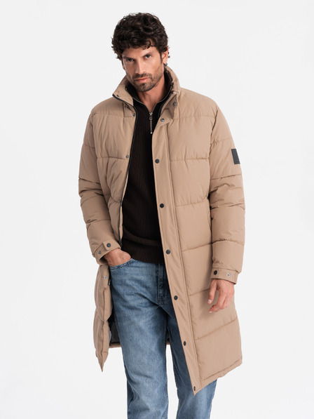 Ombre Clothing Lange Parka-Steppjacke für Herren mit abnehmbarer Kapuze Ombre Clothing