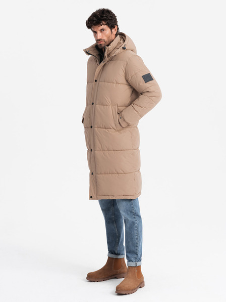 Ombre Clothing Lange Parka-Steppjacke für Herren mit abnehmbarer Kapuze Ombre Clothing