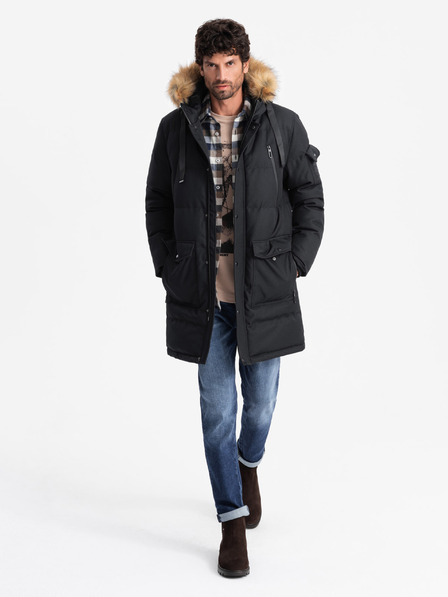 Ombre Clothing Lange Herren-Parka-Jacke mit Kapuze Ombre Clothing
