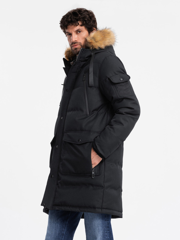 Ombre Clothing Lange Herren-Parka-Jacke mit Kapuze Ombre Clothing