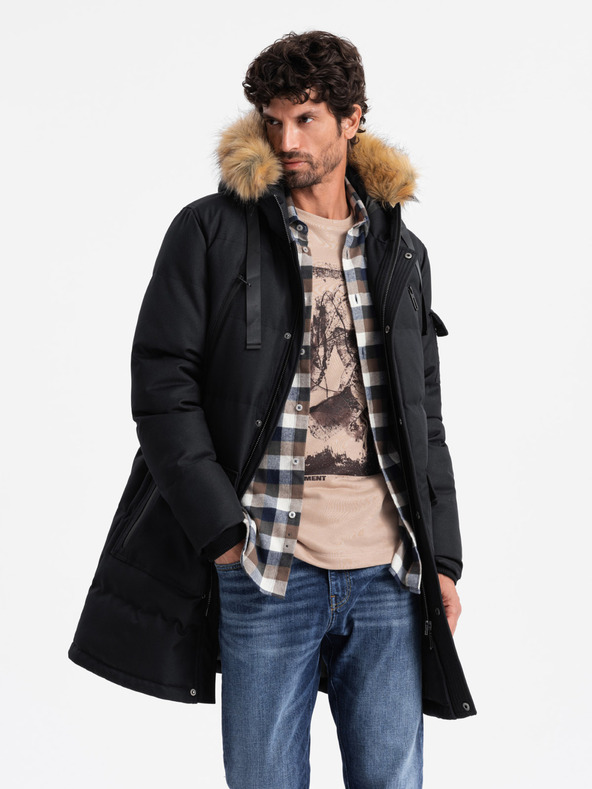 Ombre Clothing Lange Herren-Parka-Jacke mit Kapuze Ombre Clothing
