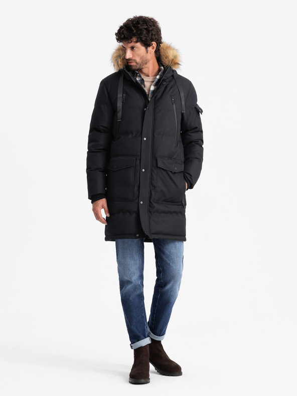 Ombre Clothing Lange Herren-Parka-Jacke mit Kapuze Ombre Clothing