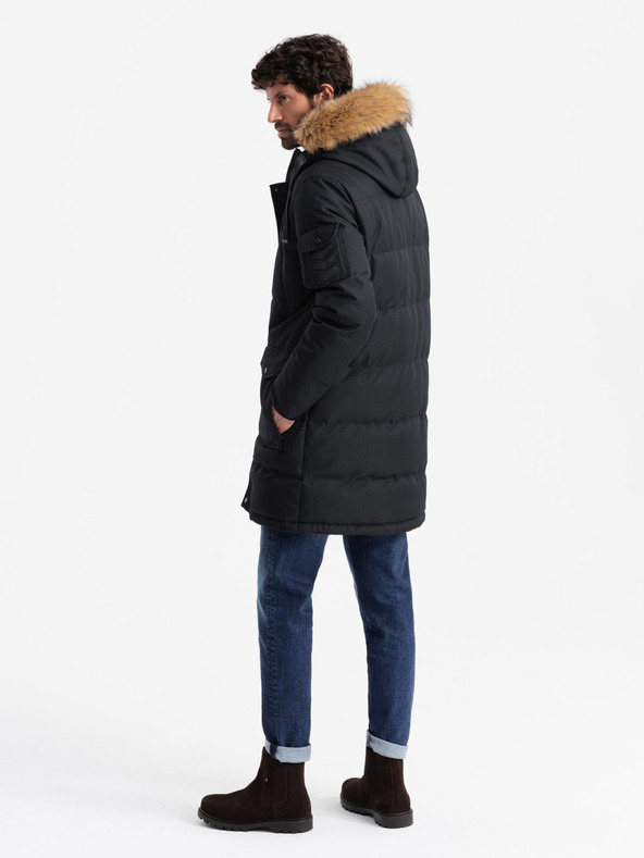 Ombre Clothing Lange Herren-Parka-Jacke mit Kapuze Ombre Clothing