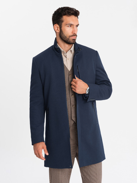 Ombre Clothing Strukturierter Herrenmantel mit hohem Kragen von Ombre Clothing