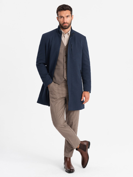 Ombre Clothing Strukturierter Herrenmantel mit hohem Kragen von Ombre Clothing