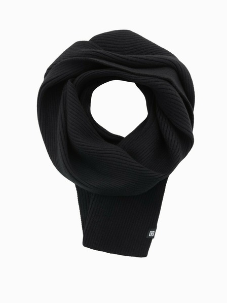 Ombre Clothing Herrenschal einfarbig gestrickt mit Rippung schwarz Ombre Clothing