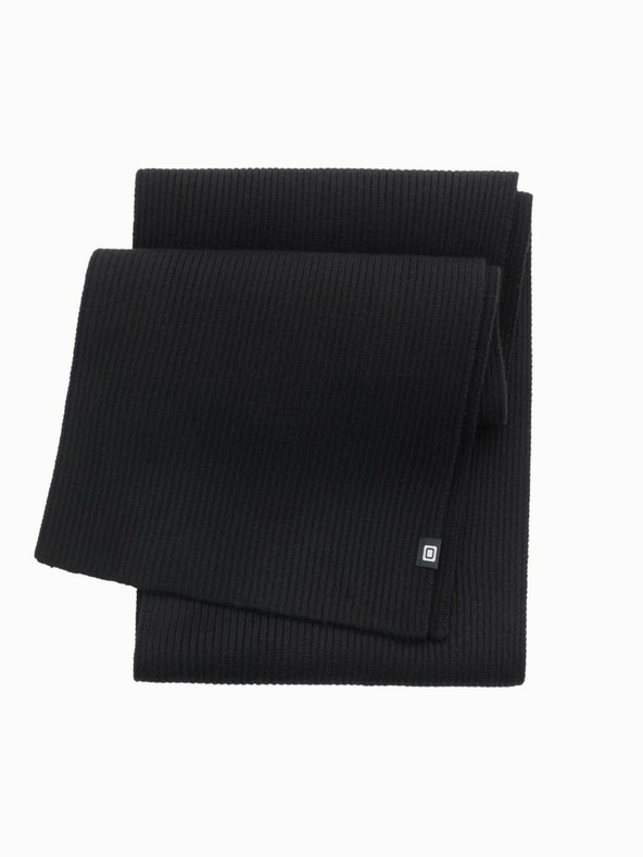 Ombre Clothing Herrenschal einfarbig gestrickt mit Rippung schwarz Ombre Clothing