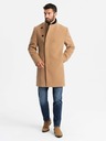 Ombre Clothing Herrenmantel mit asymmetrischem Verschluss und hohem Kragen hellbraun Ombre Clothing