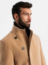 Ombre Clothing Herrenmantel mit asymmetrischem Verschluss und hohem Kragen hellbraun Ombre Clothing