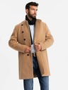 Ombre Clothing Herrenmantel mit asymmetrischem Verschluss und hohem Kragen hellbraun Ombre Clothing