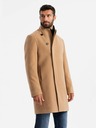 Ombre Clothing Herrenmantel mit asymmetrischem Verschluss und hohem Kragen hellbraun Ombre Clothing