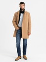 Ombre Clothing Herrenmantel mit asymmetrischem Verschluss und hohem Kragen hellbraun Ombre Clothing