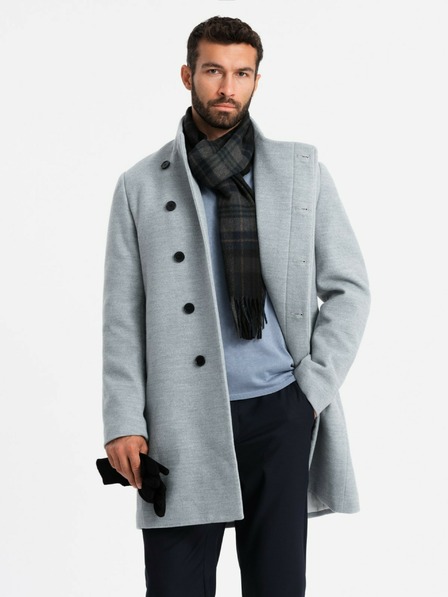 Ombre Clothing Herren Parka-Mantel mit hohem Kragen und asymmetrischem Verschluss Grau Ombre Kleidung