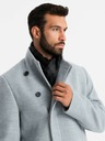 Ombre Clothing Herren Parka-Mantel mit hohem Kragen und asymmetrischem Verschluss Grau Ombre Kleidung