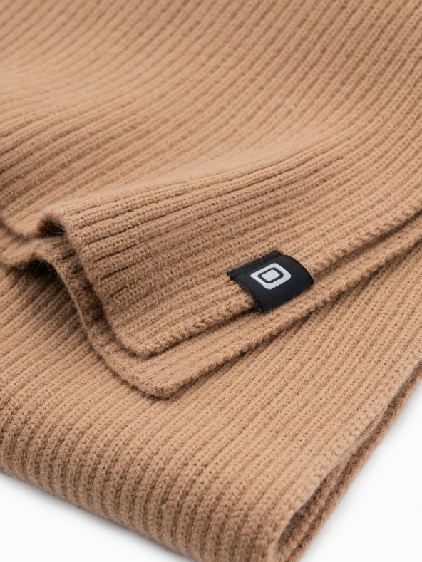 Ombre Clothing Herrenschal einfarbig gerippt gestrickt hellbraun Ombre Clothing