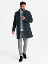 Ombre Clothing Asymmetrischer geknöpfter Herrenmantel mit hohem Kragen Dunkelblau Ombre Kleidung