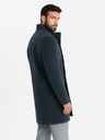 Ombre Clothing Asymmetrischer geknöpfter Herrenmantel mit hohem Kragen Dunkelblau Ombre Kleidung