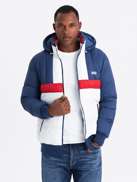 Ombre Clothing Bunte Herren-Retro-Sportjacke blau und weiß Ombre Clothing
