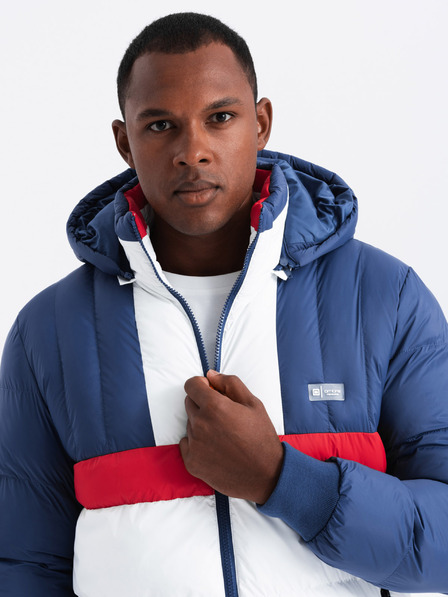 Ombre Clothing Bunte Herren-Retro-Sportjacke blau und weiß Ombre Clothing