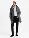 Ombre Clothing Lange Herren-Steppjacke mit Revers und Futter graphit Ombre Clothing