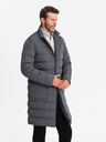 Ombre Clothing Lange Herren-Steppjacke mit Revers und Futter graphit Ombre Clothing