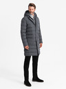 Ombre Clothing Lange Herren-Steppjacke mit Revers und Futter graphit Ombre Clothing