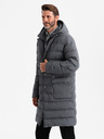 Ombre Clothing Lange Herren-Steppjacke mit Revers und Futter graphit Ombre Clothing