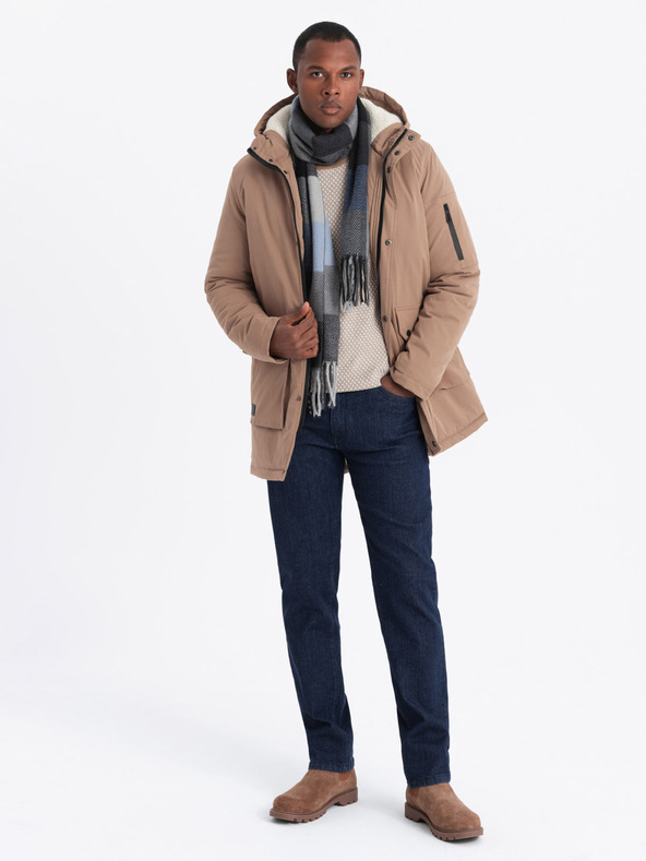 Ombre Clothing Lange Parka-Jacke für Herren Ombre Clothing