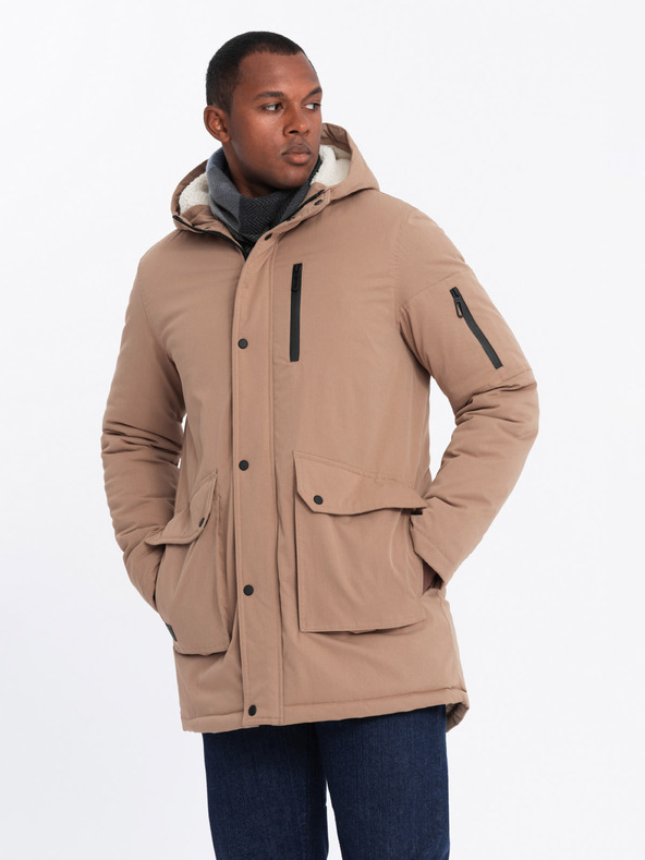 Ombre Clothing Lange Parka-Jacke für Herren Ombre Clothing