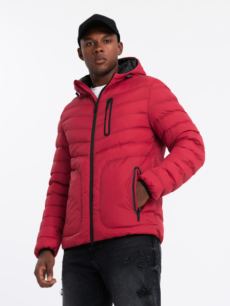 Ombre Clothing Herren Stepp-Sportjacke mit Kontrast-Reißverschluss rot Ombre Kleidung