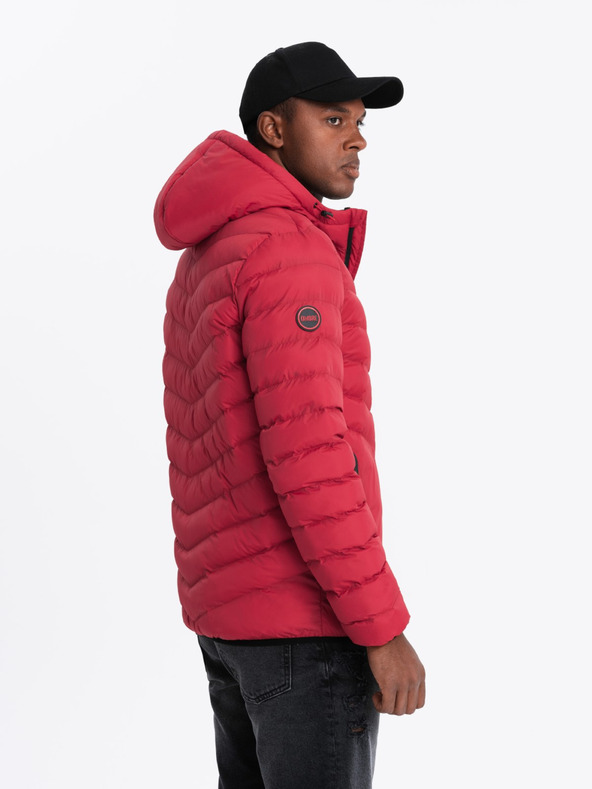 Ombre Clothing Herren Stepp-Sportjacke mit Kontrast-Reißverschluss rot Ombre Kleidung