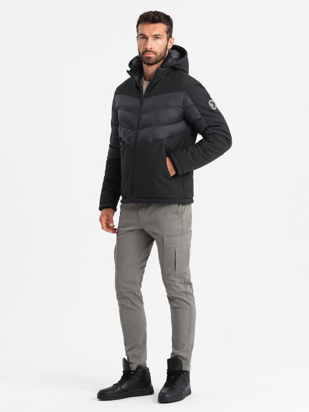 Ombre Clothing Herren Stepp-Kombijacke mit hohem Kragen schwarz Ombre Clothing