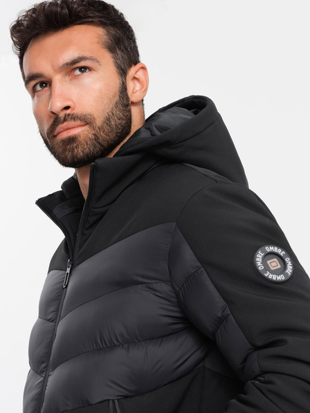 Ombre Clothing Herren Stepp-Kombijacke mit hohem Kragen schwarz Ombre Clothing
