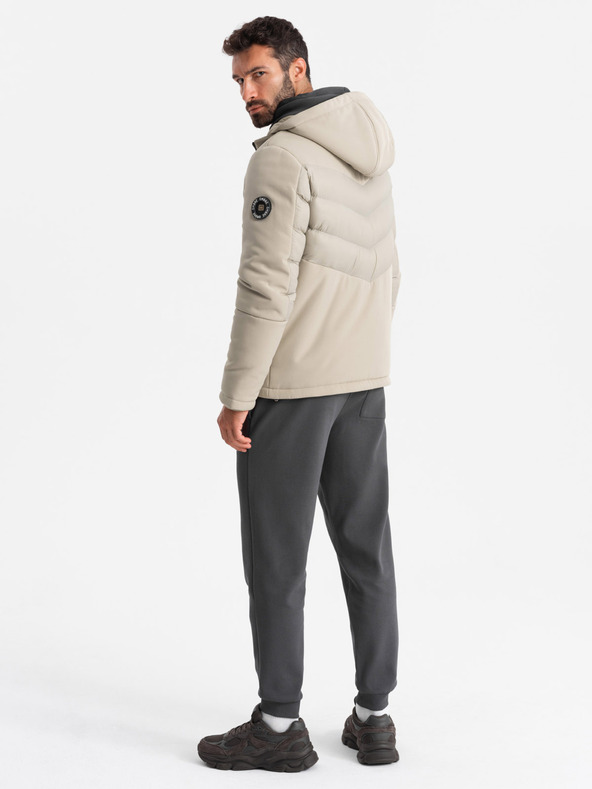 Ombre Clothing Herren Steppjacke mit hohem Kragen beige Ombre Clothing