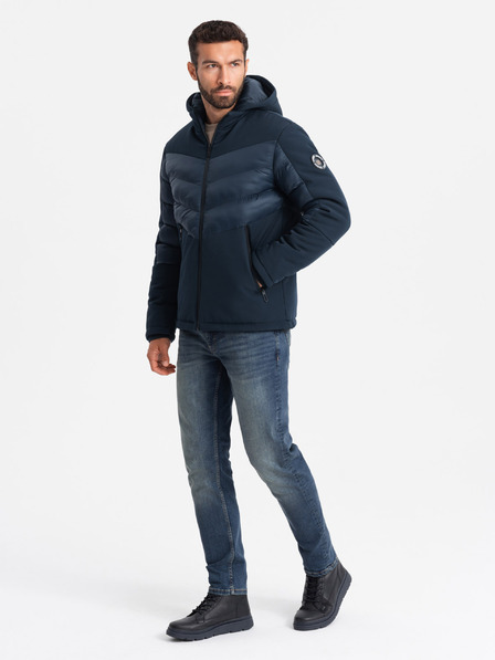 Ombre Clothing Herren Steppjacke mit hohem Kragen Dunkelblau Ombre Kleidung
