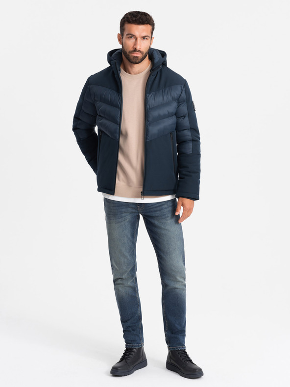 Ombre Clothing Herren Steppjacke mit hohem Kragen Dunkelblau Ombre Kleidung