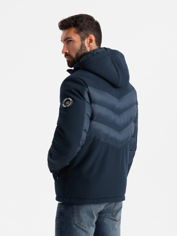 Ombre Clothing Herren Steppjacke mit hohem Kragen Dunkelblau Ombre Kleidung